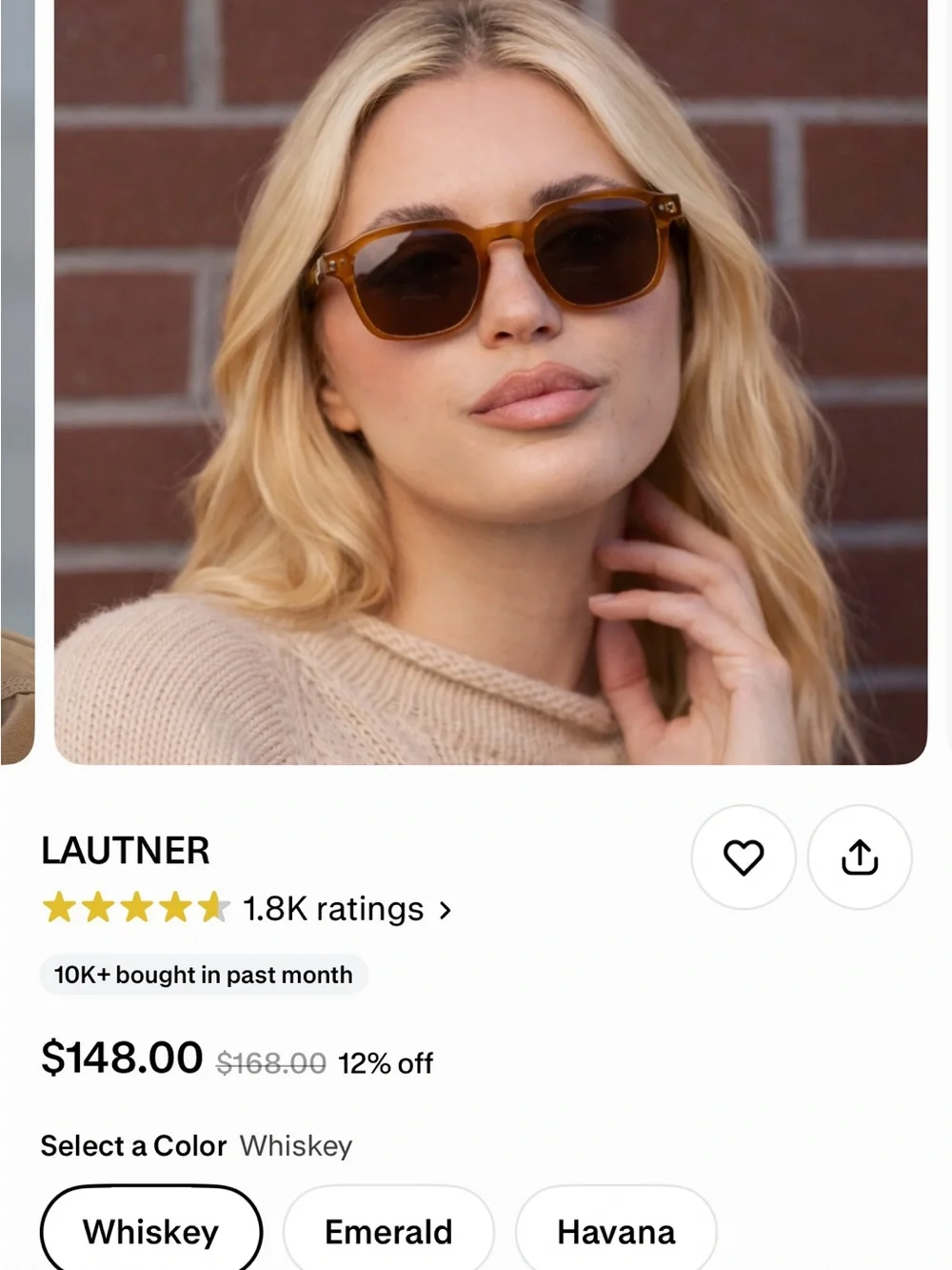 Kiara Black and whiskey sunglasses